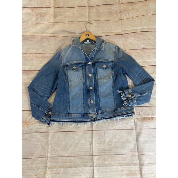 Chico's Women's Blue Button Front Classic Denim Jacket - Medium - Picture 6 of 14